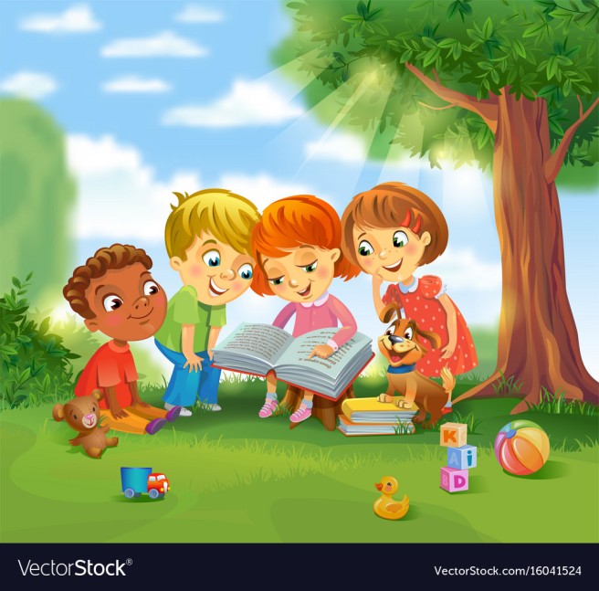 cute-children-reading-books-vector-16041524